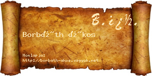 Borbáth Ákos névjegykártya